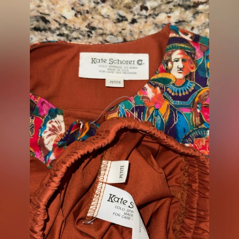 Kate Schorer NWT western Native Indian print vintage top/skirt Unique set S/M